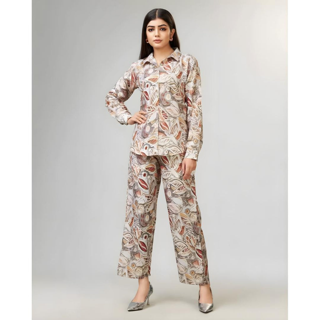 Buy 1 Get 1 Free - Chic Casual Floral Print Coord Two-Piece Set with Pants | Western Style Cotton Summer Suit 76388 (40% Off Super Summer Sale!