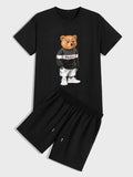 Mens Summer Shorts + T-Shirt Set - SS45 - Black Black