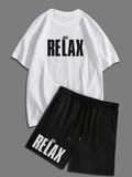 Mens Summer Shorts + T-Shirt Set - SS39 - White Black