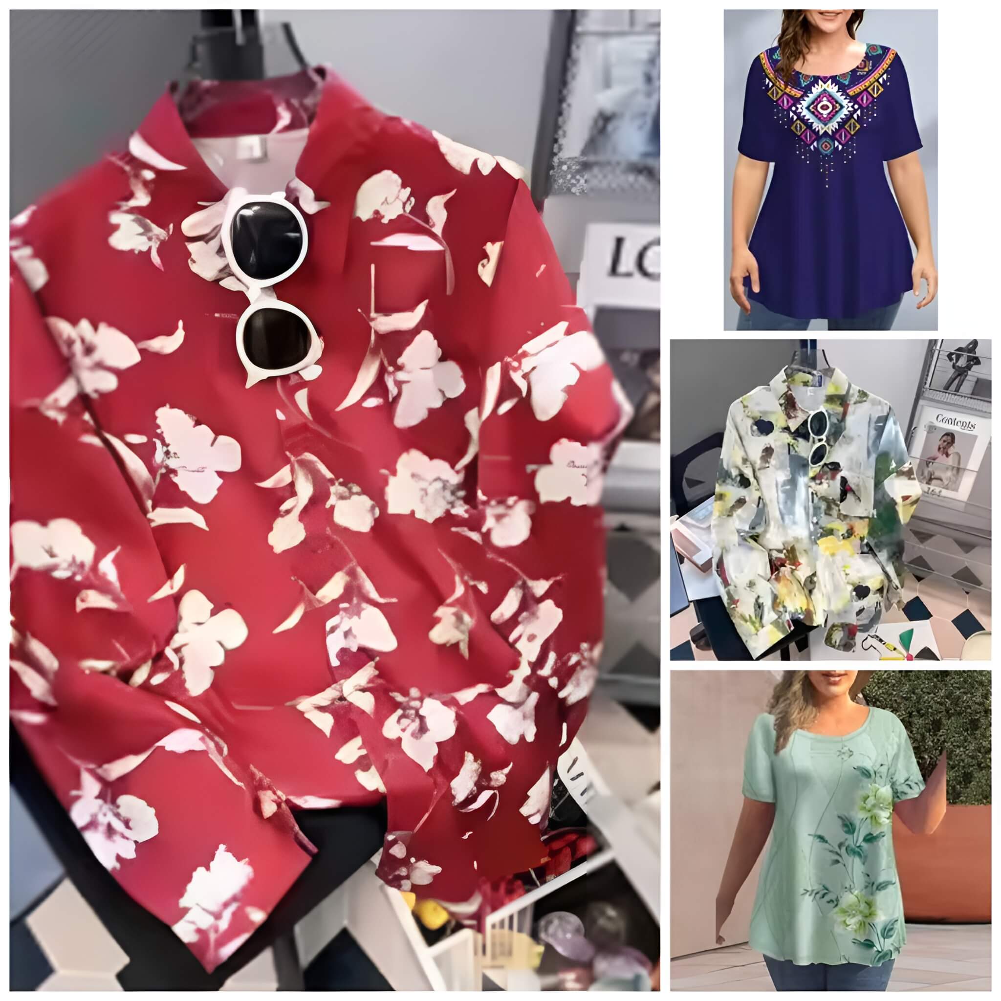 Pack of 4 Trendy Summer T-Shirts for Women – Floral & Graphic Prints | Breathable, Stylish, and Comfortable - 1031