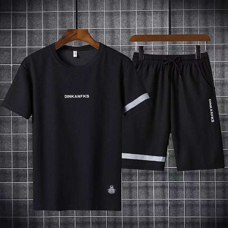 Buy 1 Get 1 Free Men's Summer Set Casual Sports Suit Tracksuit - Short Sleeves T-Shirt  888