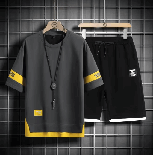 Buy 1 Get 1 Free Men's Summer Set Casual Sports Suit Tracksuit - Short Sleeves T-Shirt  871