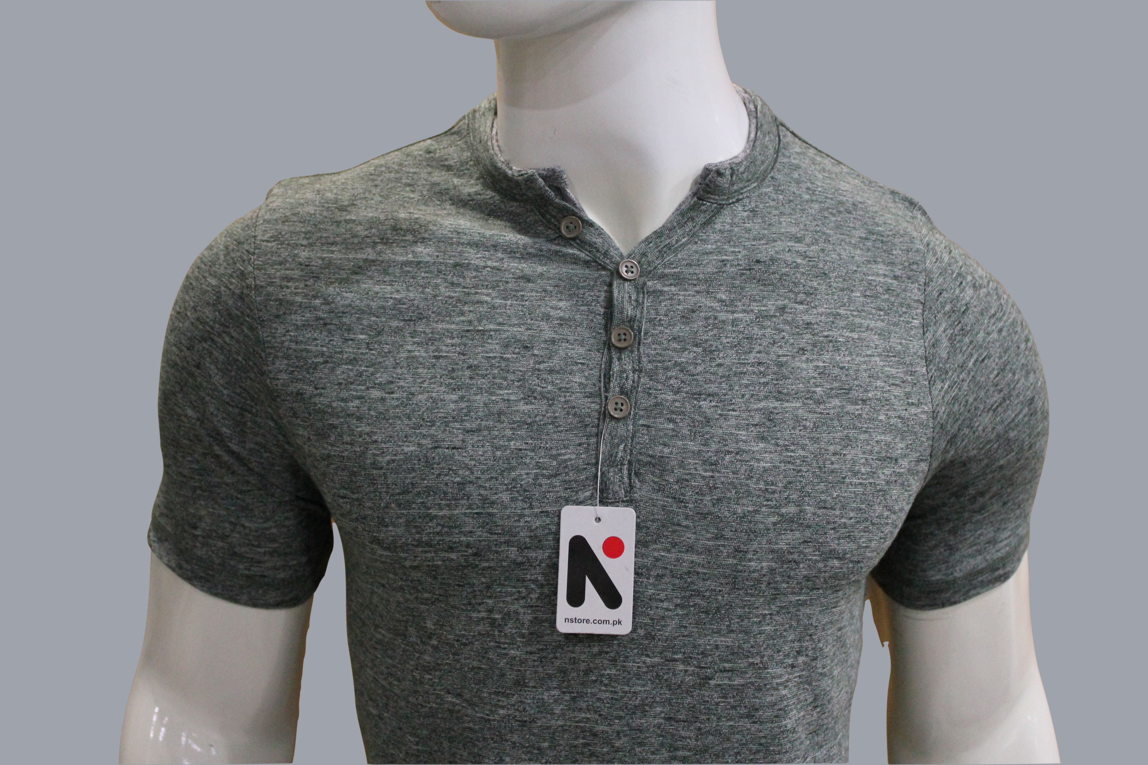 Men's Summer Smoky Green Henley T-Shirts