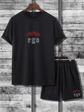 Mens Summer Shorts + T-Shirt Set - SS52 - Black Black