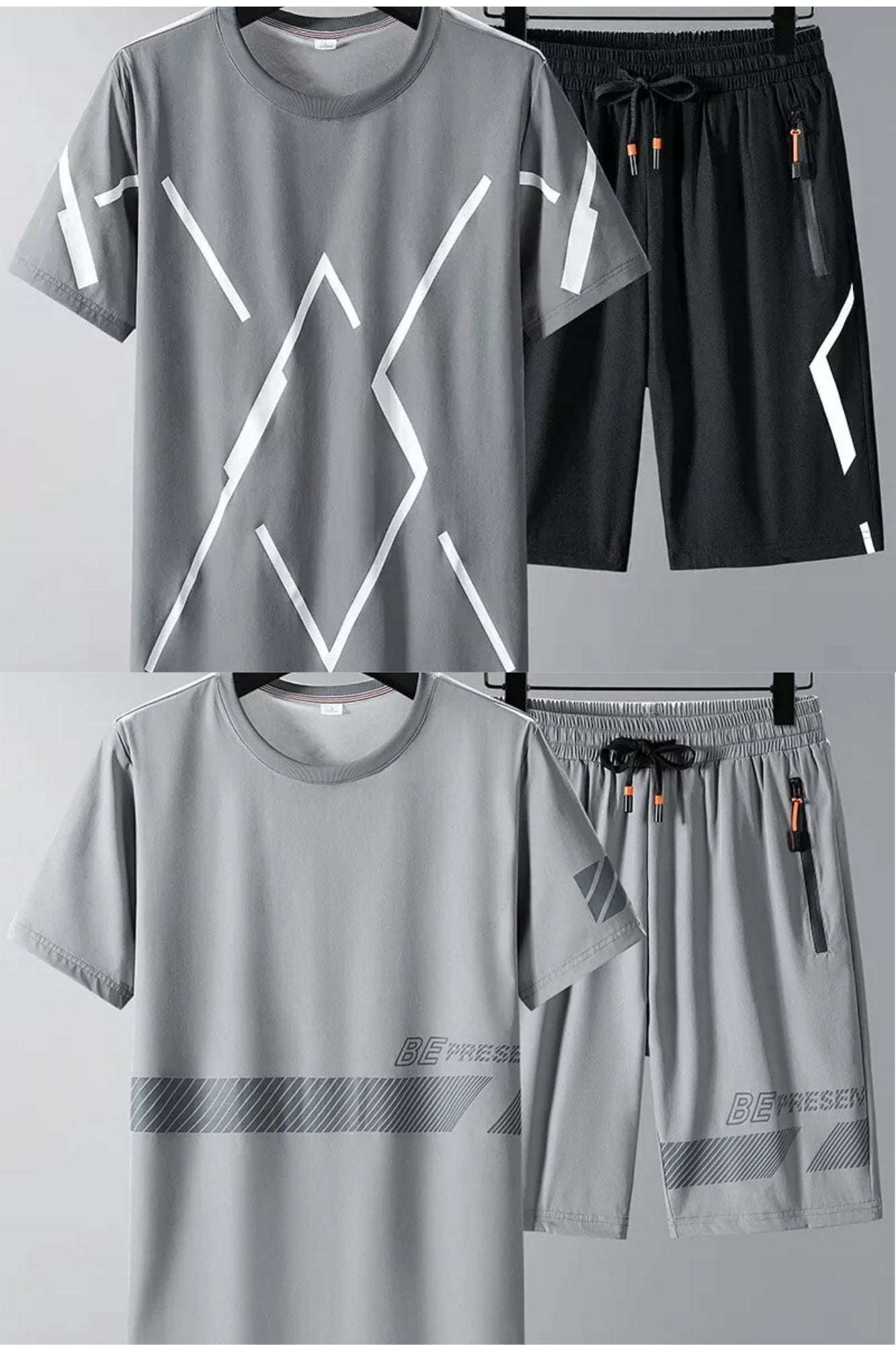 Buy 1 Get 1 Free Men's Summer Set Casual Sports Suit Tracksuit - Short Sleeves T-Shirt  889