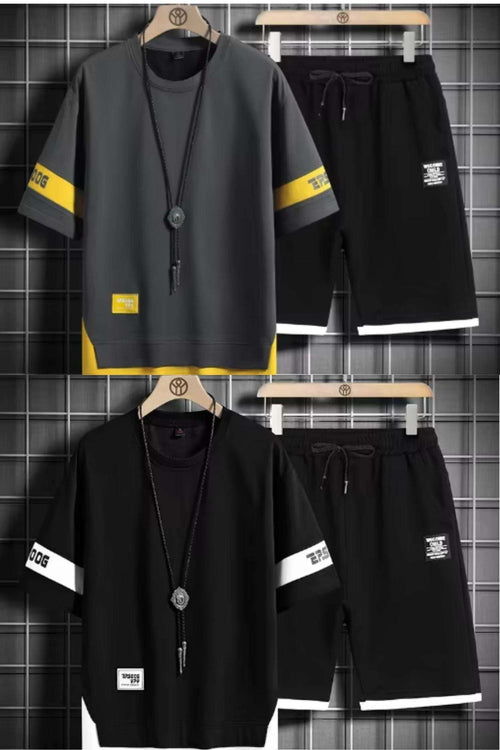 Buy 1 Get 1 Free Men's Summer Set Casual Sports Suit Tracksuit - Short Sleeves T-Shirt  890