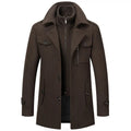 Premium Men’s Tweed Coat – Winter Long Overcoat with Inner Zip-Up Layer | Wool Blend Warm Stylish Jacket | 783