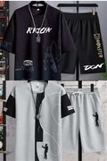 Buy 1 Get 1 Free Men's Summer Set Casual Sports Suit Tracksuit - Short Sleeves T-Shirt  898