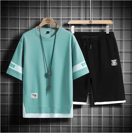 Buy 1 Get 1 Free Men's Summer Set Casual Sports Suit Tracksuit - Short Sleeves T-Shirt  886