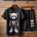 Mens Summer Shorts + T-Shirt Set - SS186 - Black Black