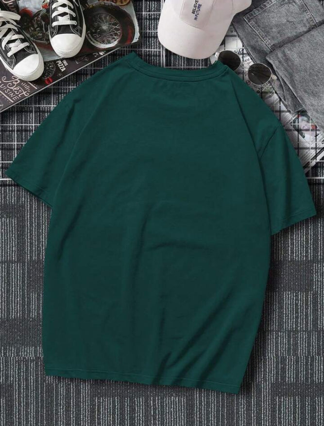 Men's Letter Printed Round Neck Drop Shoulder.