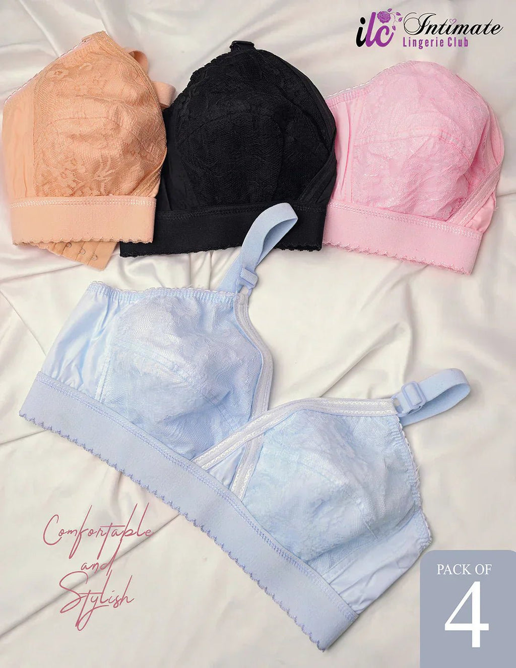 Cotton Cross Bra for Women - Pack of 4 | Comfortable Daily Wear Bras - My Store