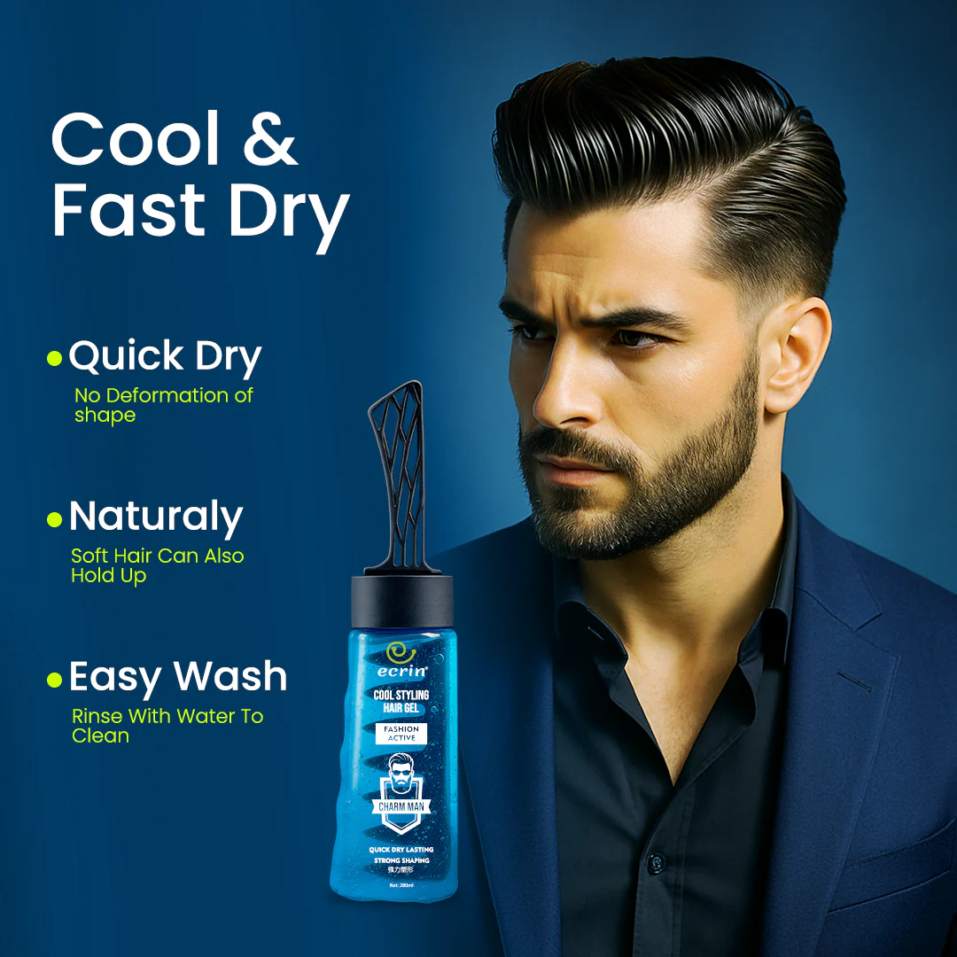 ECRIN Cool Styling Hair Gel with Active Collagen – Strong Hold & Refreshing Cool Effect (280ml) – Best Hair Gel in Pakistan