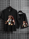 Mens Summer Shorts + T-Shirt Set - SS172 - Black Black - My Store