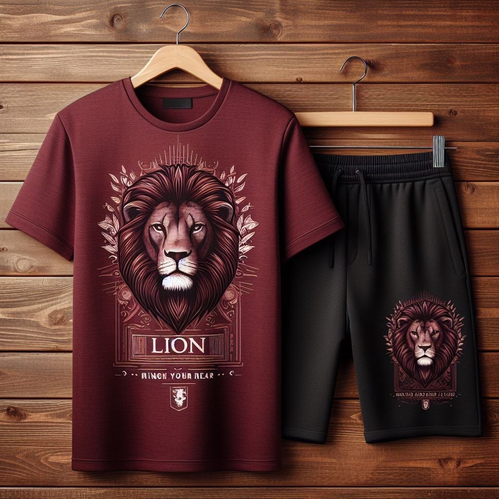 Mens Summer Shorts + T-Shirt Set - SS185 - Maroon Black - My Store