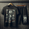 Mens Summer Shorts + T-Shirt Set - SS192 - Black Black - My Store