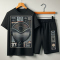 Mens Summer Shorts + T-Shirt Set - SS193 - Black Black - My Store