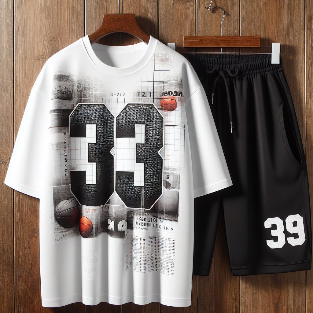 Mens Summer Shorts + T-Shirt Set - SS194 - White Black - xyntravoq.store