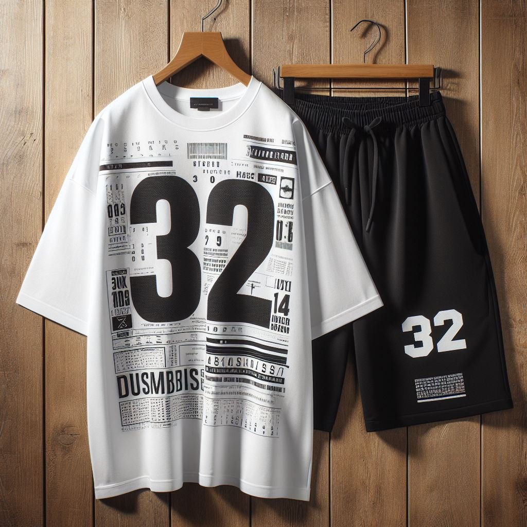 Mens Summer Shorts + T-Shirt Set - SS195 - White Black - xyntravoq.store