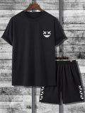 Mens Summer Shorts + T-Shirt Set - SS63 - Black Black - My Store