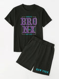 Mens Summer Shorts + T-Shirt Set - SS70 - Black Black - My Store