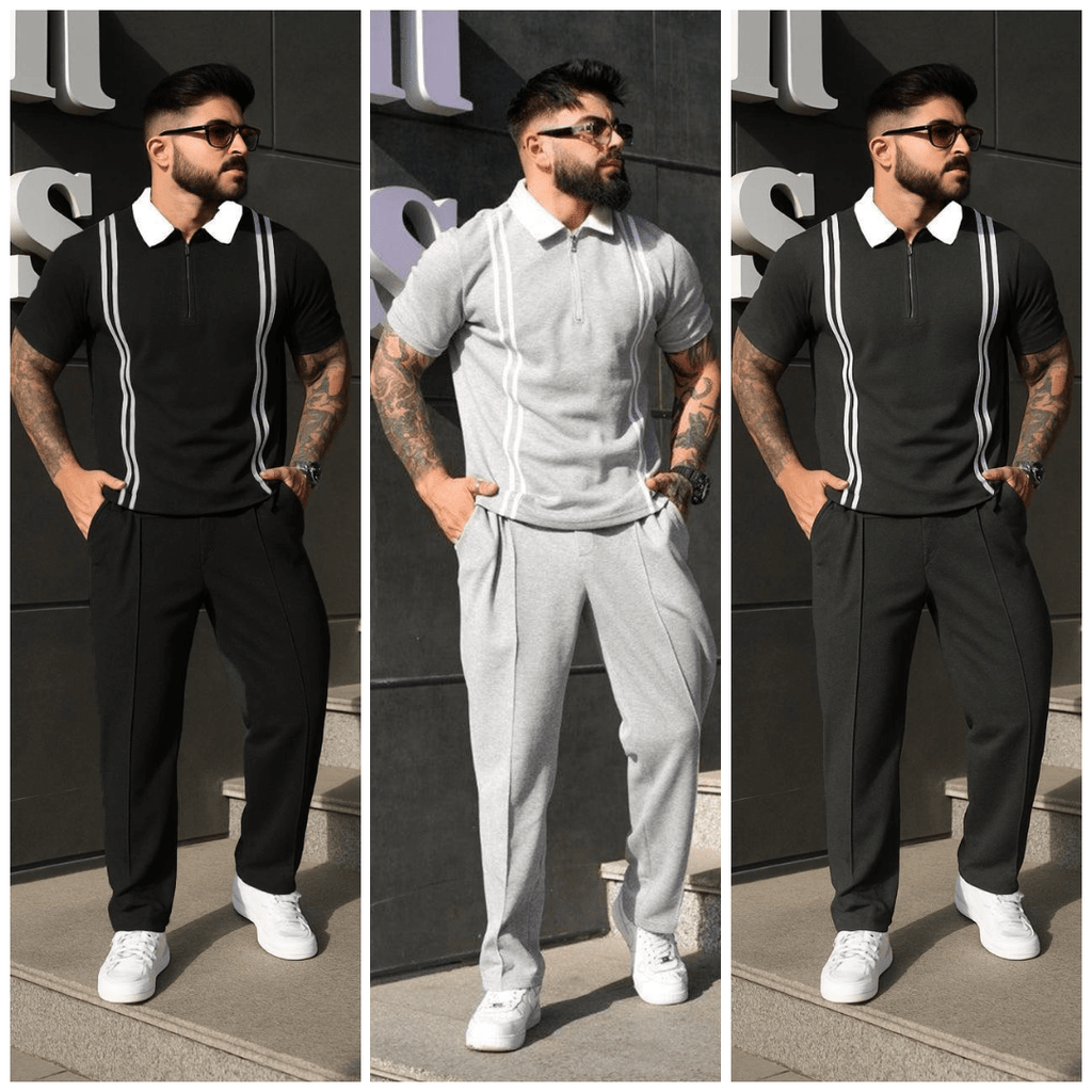 Pack of 3 Stripe Zipper Summer Track Suit for Men – Soft Cotton Jersey - My Store