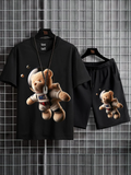Mens Summer Shorts + T-Shirt Set - SS173 - Black Black