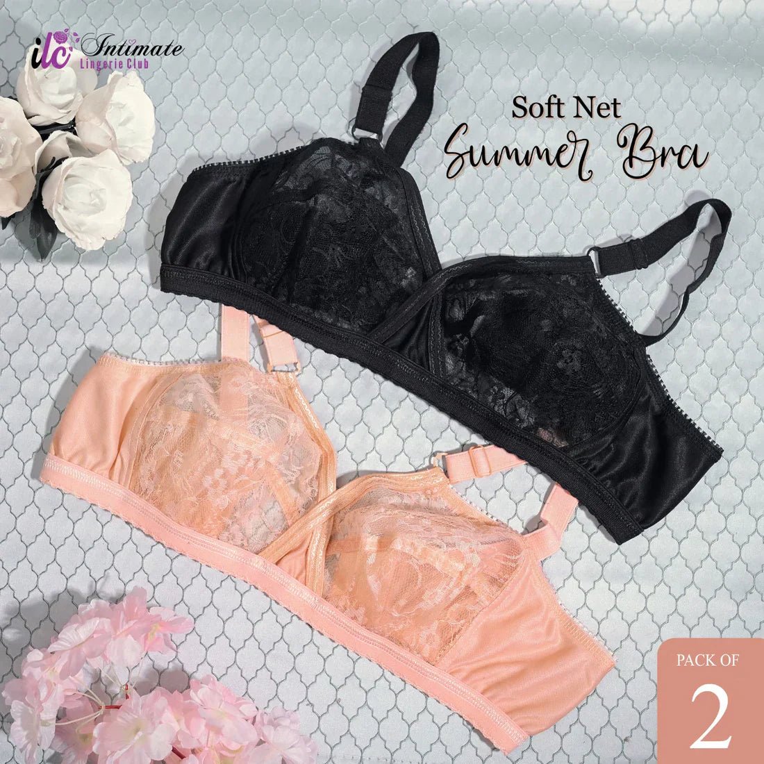 Transparent Cotton Bras – Pack of 2 | Non - Padded, Non - Wired, Full Net Design - xyntravoq.store